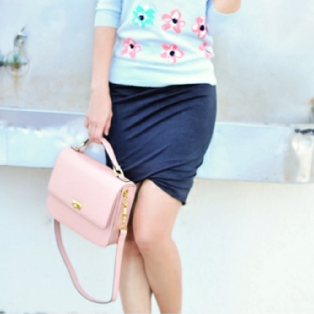 Express Navy Double Layer Pencil Skirt